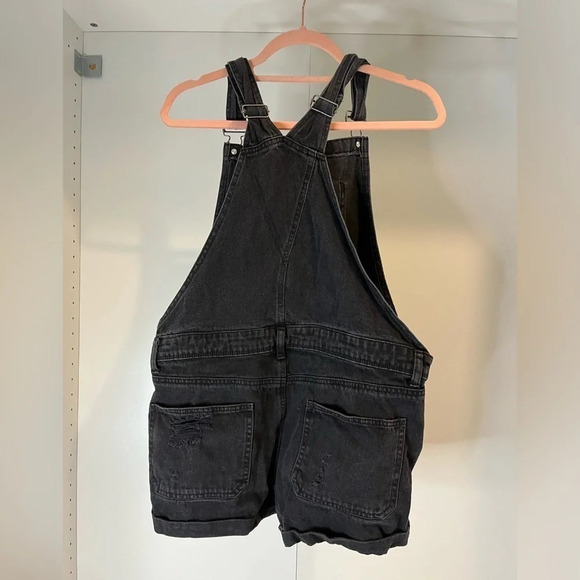 ❤️Bluenotes distressed shortalls women’s XL small sizing black gray denim - Picture 2 of 4